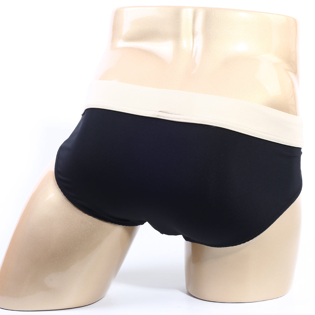Black MetroMaleWear deportivo brief with contrasting cream waistband designed for comfortable active wear