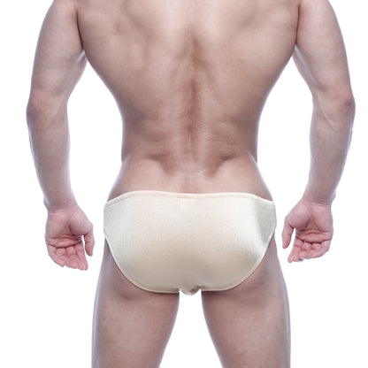 Beige satin briefs metro male wear eureka bikini gold 5223-21 with smooth glossy finish and snug fit