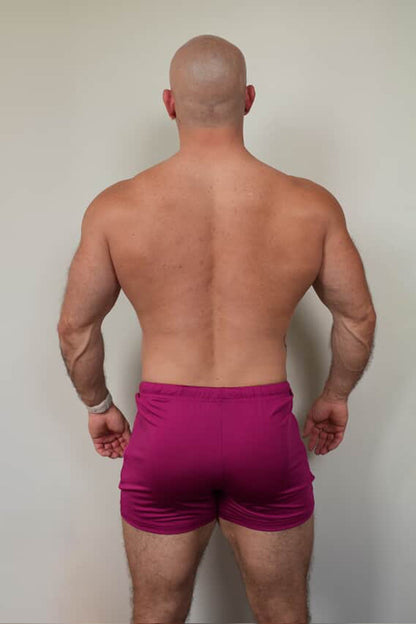 JJ Malibu Men's Karma 2" Short Shorts with Zipper Pockets - Magenta