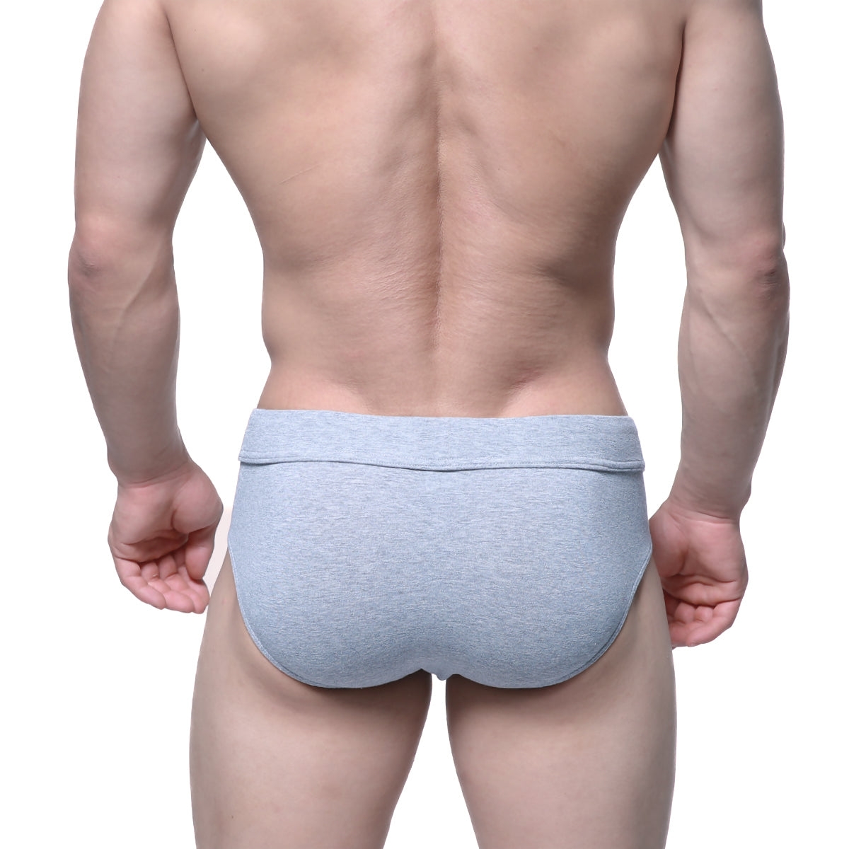 Light gray heathered cotton briefs with a soft elastic waistband from MetroMaleWear Deseo Brief Gray 5503-10