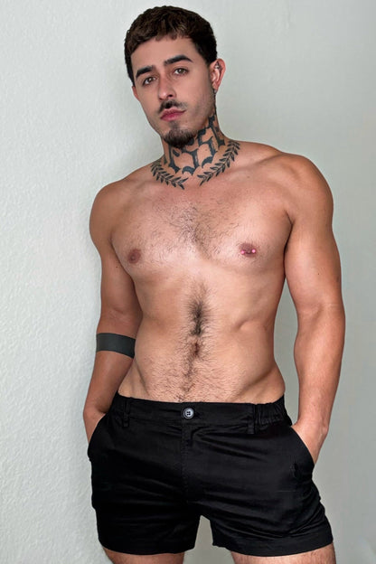 JJ Malibu Men's Muscle-fit Men's 2.5'' Stretchy Chino Shorts - Midnight Black
