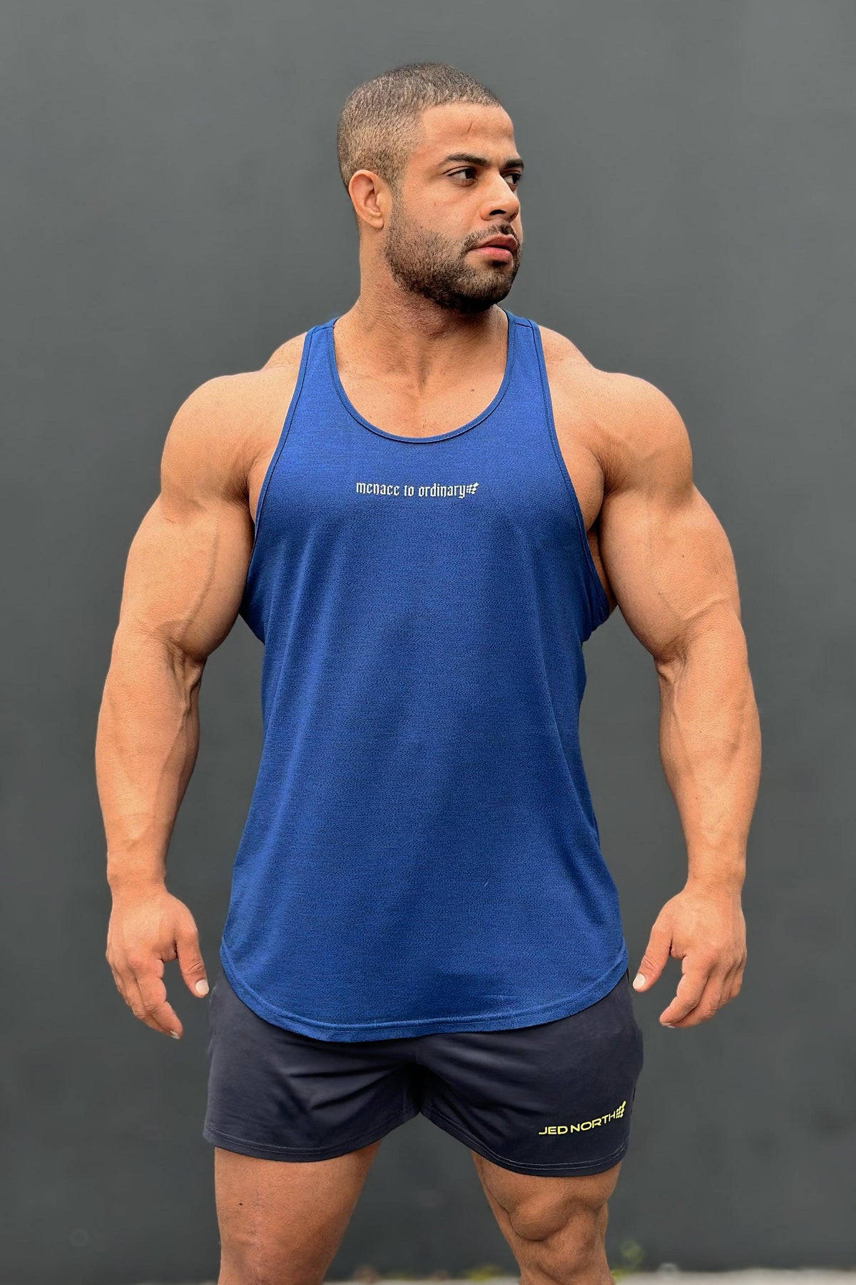 Jed North Men's Performance Max Bodybuilding Stringer - Denim Blue