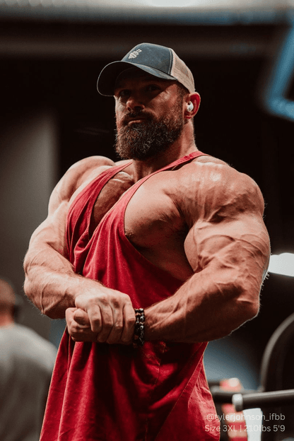 Jed North Men's Retro Washed Bodybuilding Stringer - Crimson