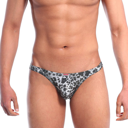 Black and white leopard-print men’s thong with red metalic leopard silver bikini brand tag metro male wear 6003-61