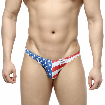 MetroMaleWear batalla hip bikini 6003-95 American flag thong with vintage distressed look in red white and blue