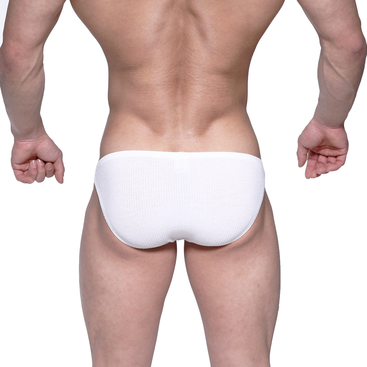 White ribbed briefs from MetroMaleWear Rivera bikini 6006-00 featuring a comfortable ribbed texture and classic fit