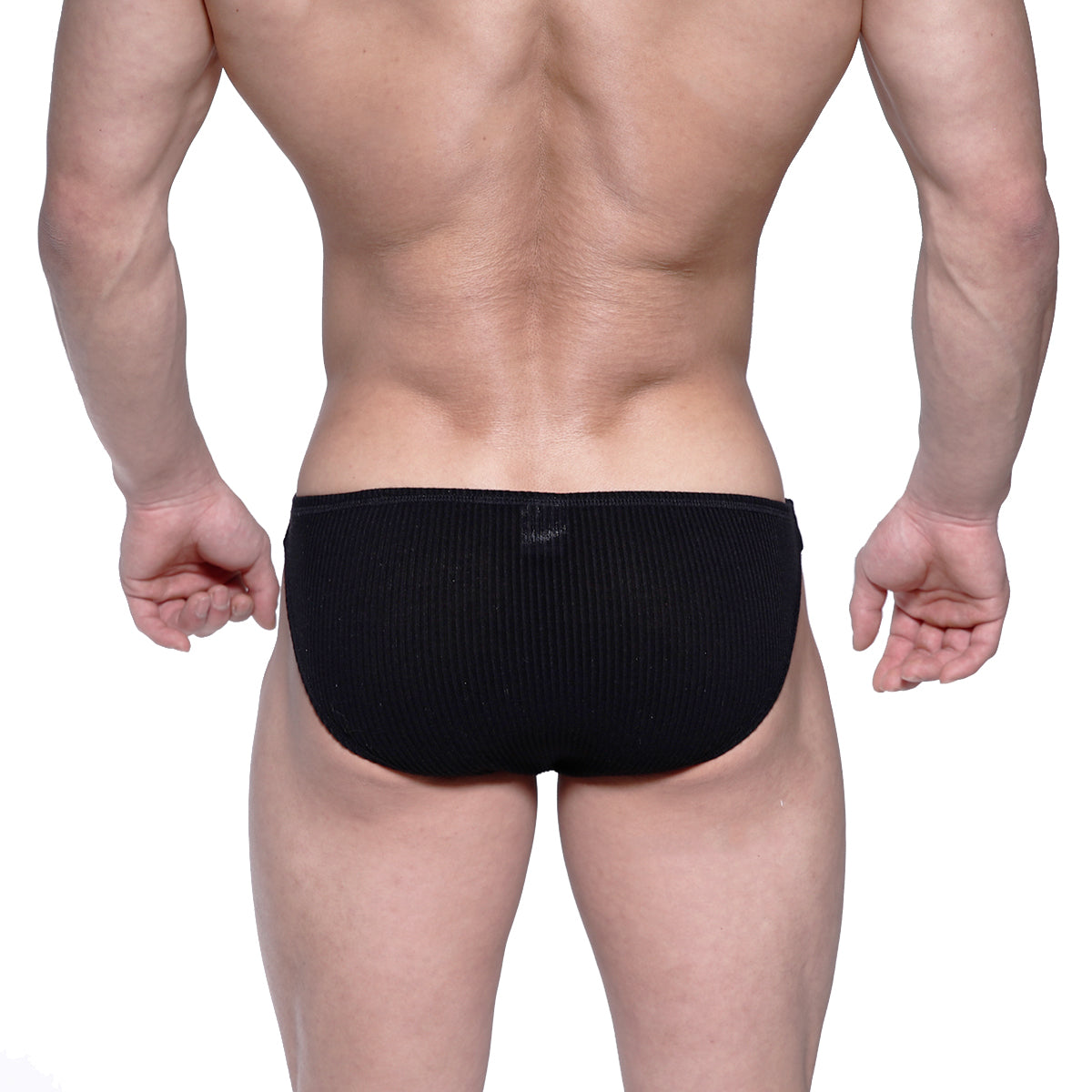 Black ribbed knit briefs from MetroMaleWear Rivera bikini 6006-20 offering comfortable stylish mens underwear
