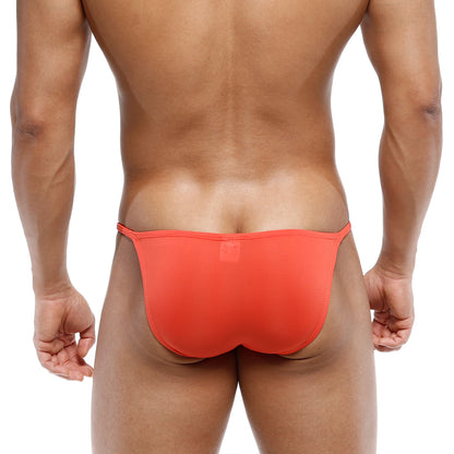 MetroMaleWear Romantic Bikini Coral 6008-14 bright orange form-fitting swim trunks with sleek minimalist design