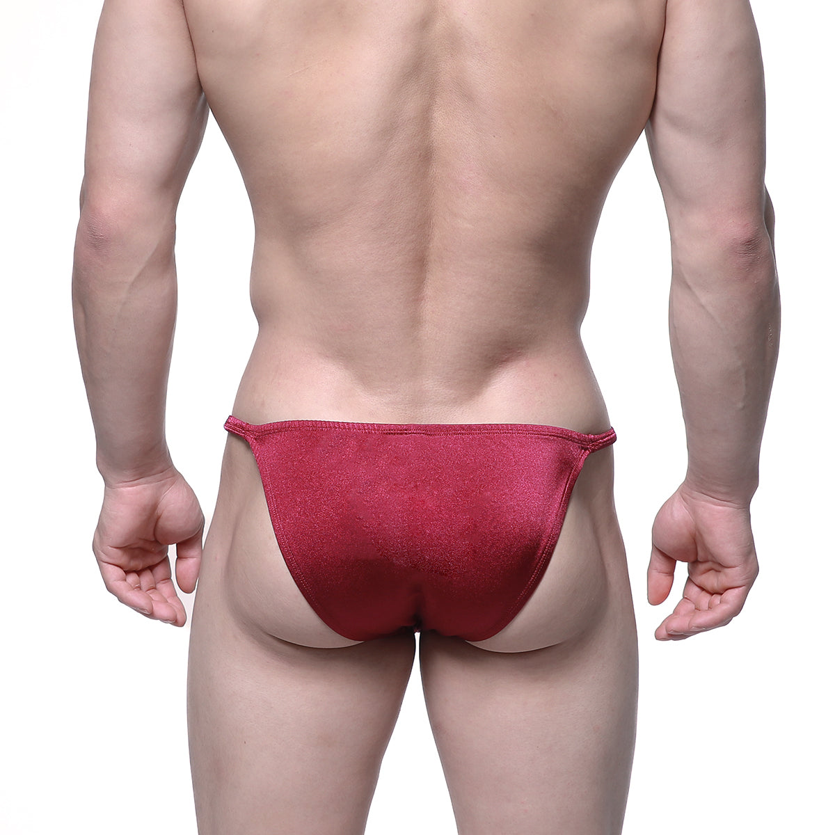 MetroMaleWear romantic bikini burgundy 6008-29 red metallic fabric briefs with a sleek shiny finish