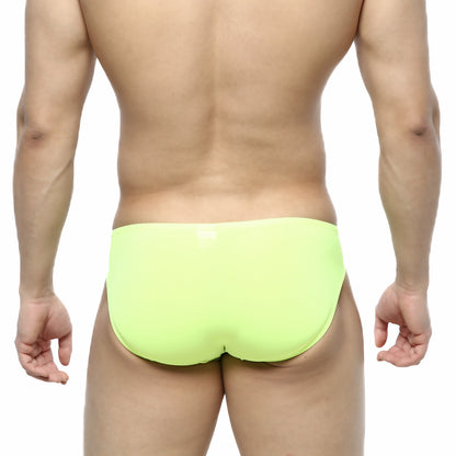 Bright lime green metro malewear cesar bikini briefs with a smooth form fitting design for comfortable wear