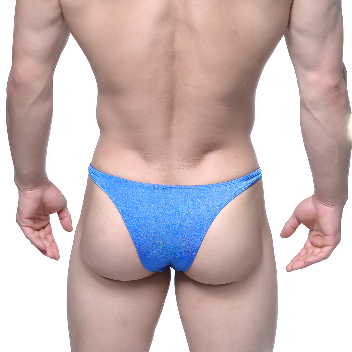 Metro male wear monaco bikini royal blue 6010-18 vibrant blue shimmering fabric thong with snug fit and smooth textured surface