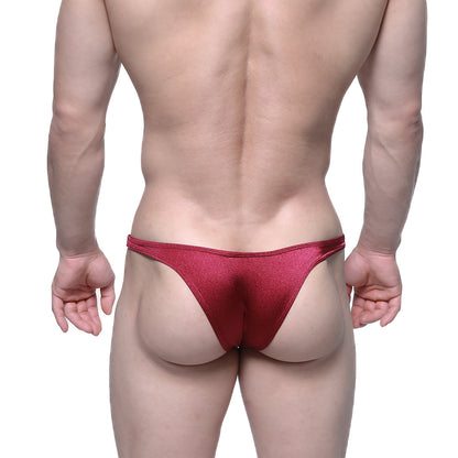 MetroMaleWear Monaco bikini burgundy shimmering red metallic thong with sleek form-fitting design front view