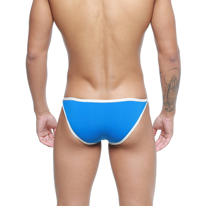 Metro malewear freedom bikini briefs in bright royal blue with white trim designed for comfort and style
