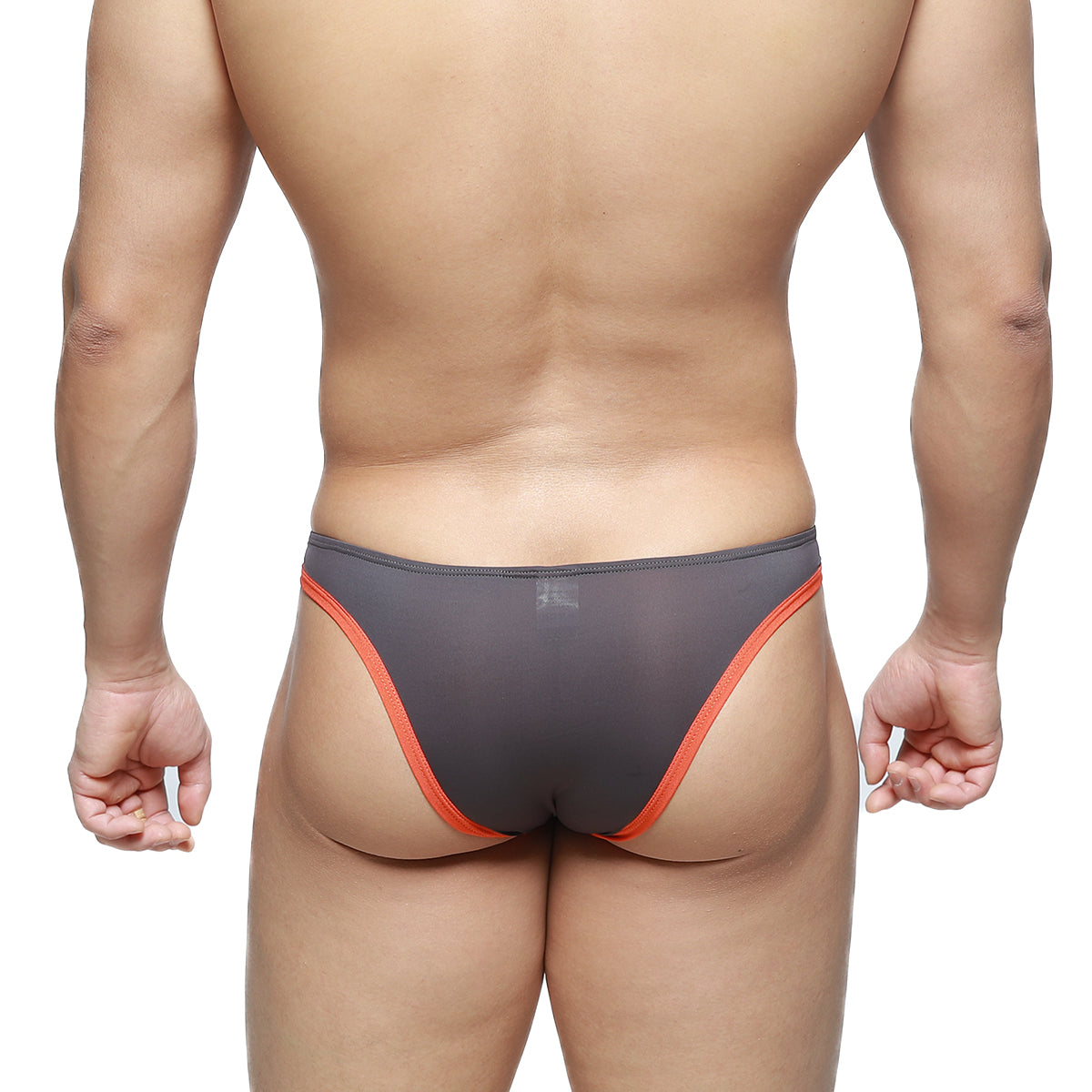 Gray mesh briefs with vibrant orange trim by metromalewear top bikini for comfortable stylish underwear use