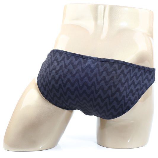 Dark blue metro malewear senal lowrise bikini swim trunks with subtle zigzag pattern for stylish swimwear