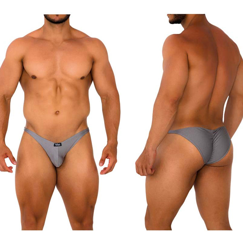 Gray form-fitting briefs metroMalewear fantasy bikini platinum 6116-10 with sleek minimalist design and black waistband tag