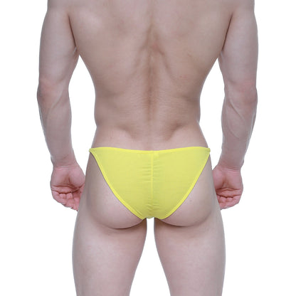 MetroMaleWear fantasy bikini yellow 6116-15 bright yellow textured fabric briefs for men