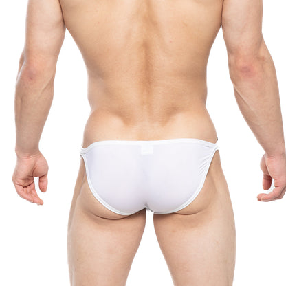 MetroMaleWear Mahana bikini white form-fitting swim trunks with sleek minimalist design for men
