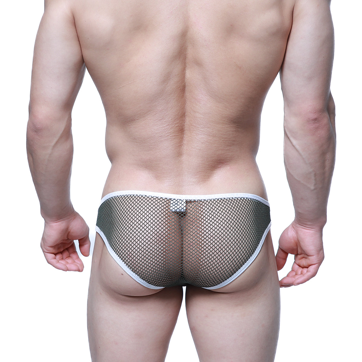 Black mesh briefs with white trim from metromalewear cloud9 bikini green 6303-26 for comfortable daily wear