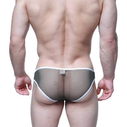 Black mesh briefs with white trim from metromalewear cloud9 bikini green 6303-26 for comfortable daily wear
