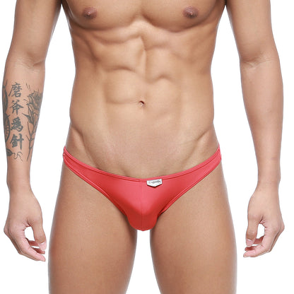Metro malewear fits bikini red men’s briefs in smooth fabric with a small white brand tag at the waistband