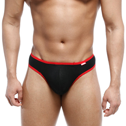 MetroMaleWear cotton half-bikini thong black with red trim showing front side for comfortable daily wear