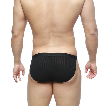 Black ribbed briefs with a snug form-fitting design from MetroMaleWear Felix Bikini black 7004-20 collection