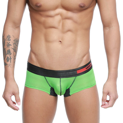 Bright green ribbed mens briefs with black waistband and red white metro male wear branding model 7013-07