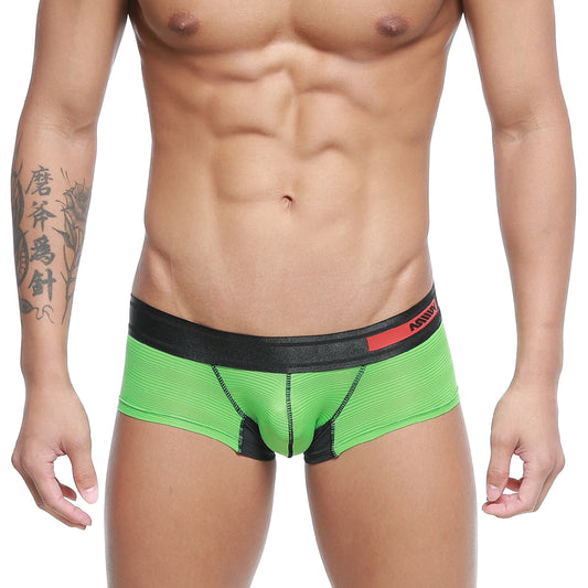 Bright green ribbed mens briefs with black waistband and red white metro male wear branding model 7013-07