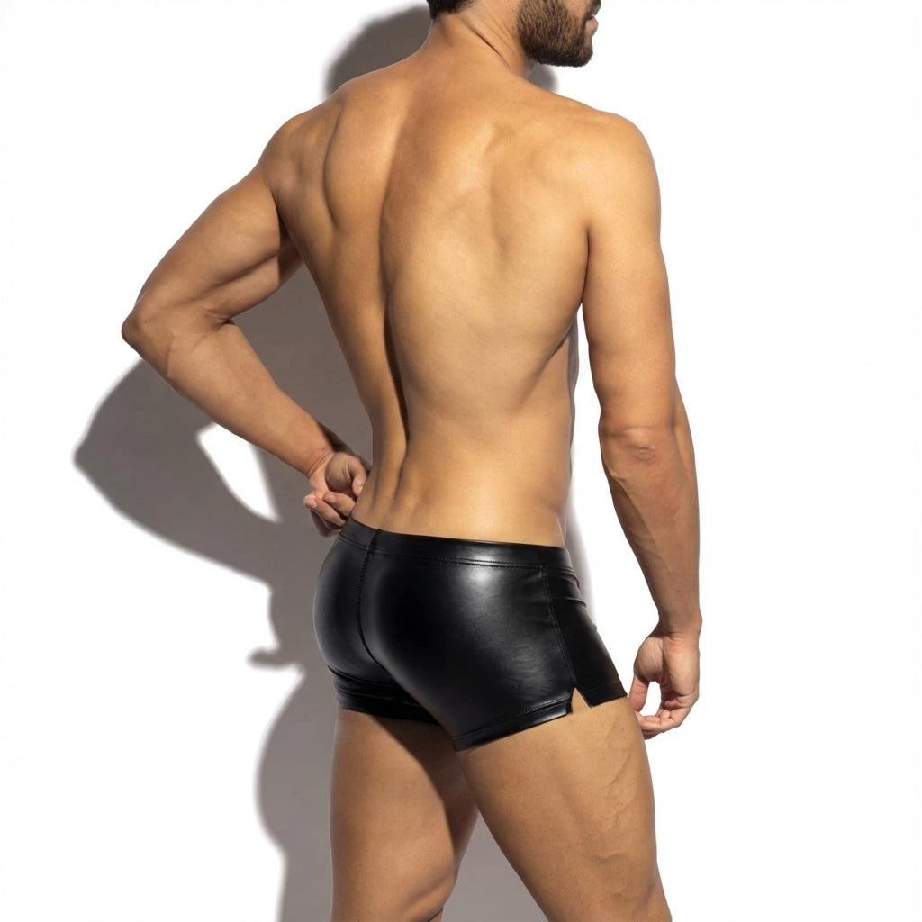 MetroMaleWear Cyber Boxer Black 7015-20 black shiny faux leather briefs with sleek form-fitting design
