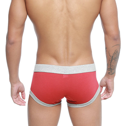 MetroMaleWear Nano trunk terracotta 7016-13 red and gray snug fit athletic briefs for active wear