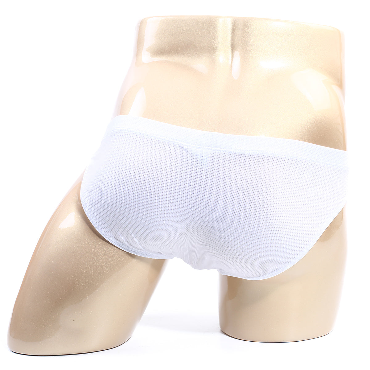 Metro male wear bravo bikini white 7103-00 white mesh briefs displayed on a mannequin front view