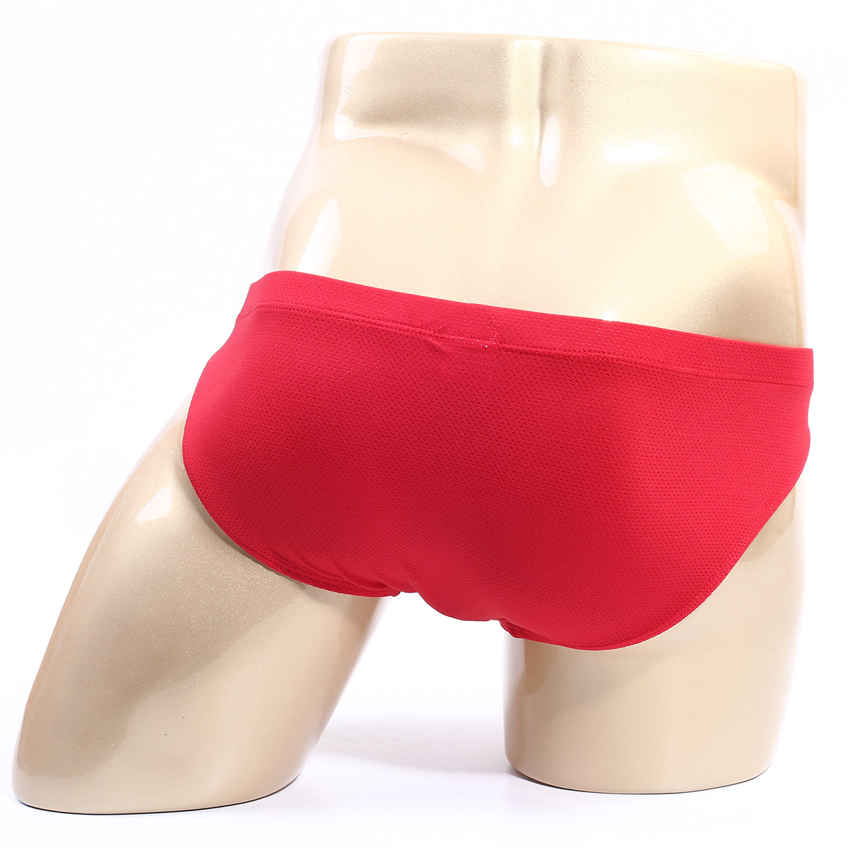 Red briefs metro malewear bravo bikini 7103-12 displayed on mannequin highlighting fit and design