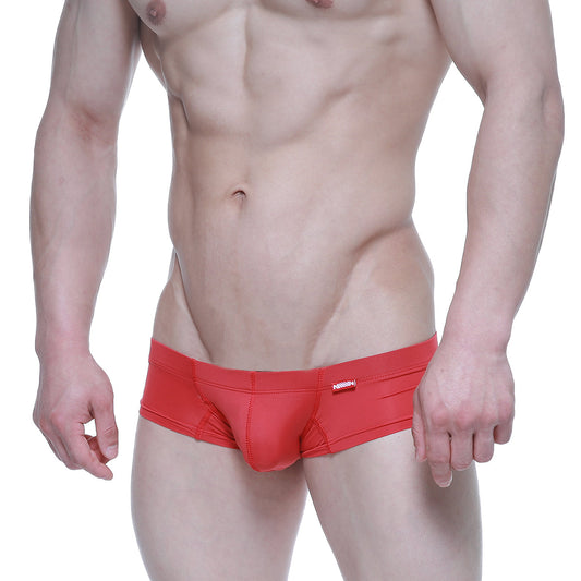 Red metroMalewear nano short boxer briefs with snug fit and small brand tag on waistband 7113-12