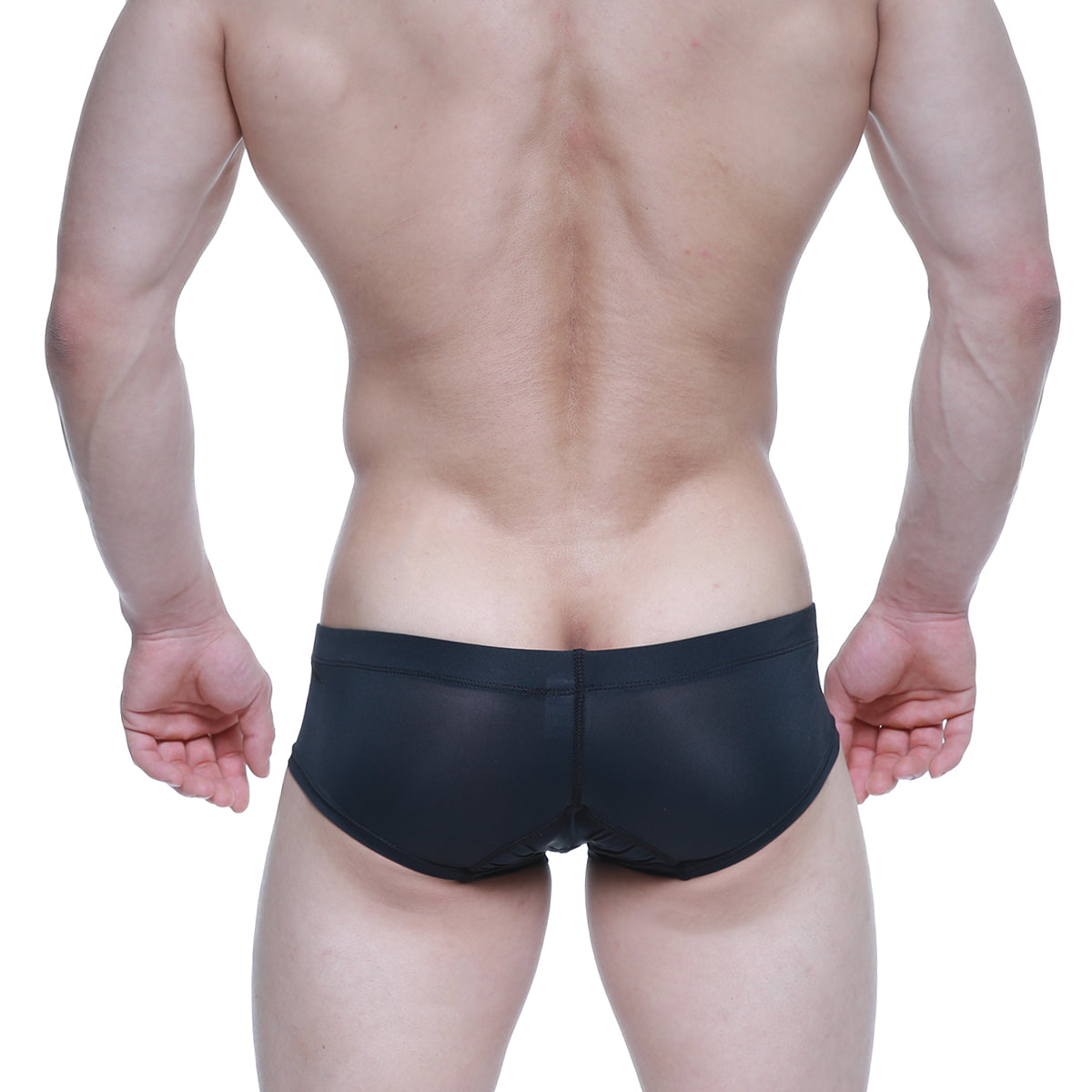 MetroMalewear nano short boxer black 7113-20 sheer black mesh briefs front view for stylish comfort
