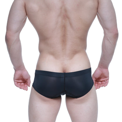 MetroMalewear nano short boxer black 7113-20 sheer black mesh briefs front view for stylish comfort