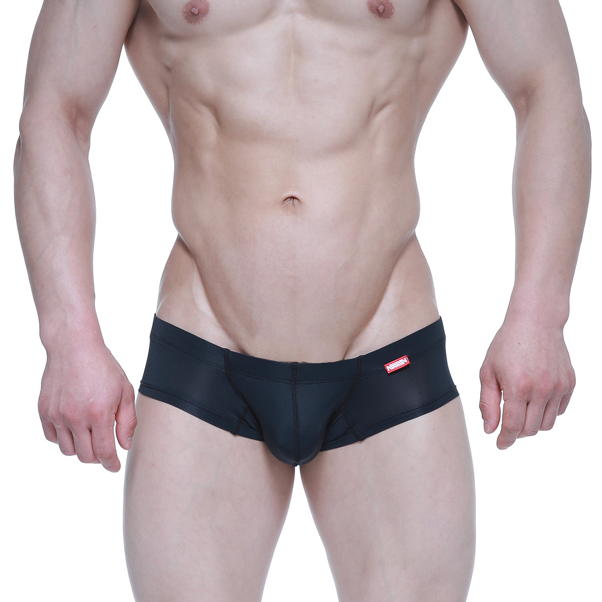 MetroMaleWear nano short boxer black mesh briefs with red brand tag on waistband for breathable comfort