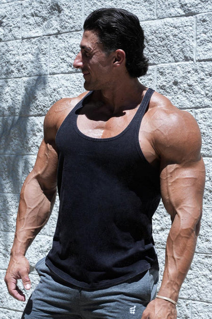 Jed North Men's Retro Washed Bodybuilding Stringer - Charcoal