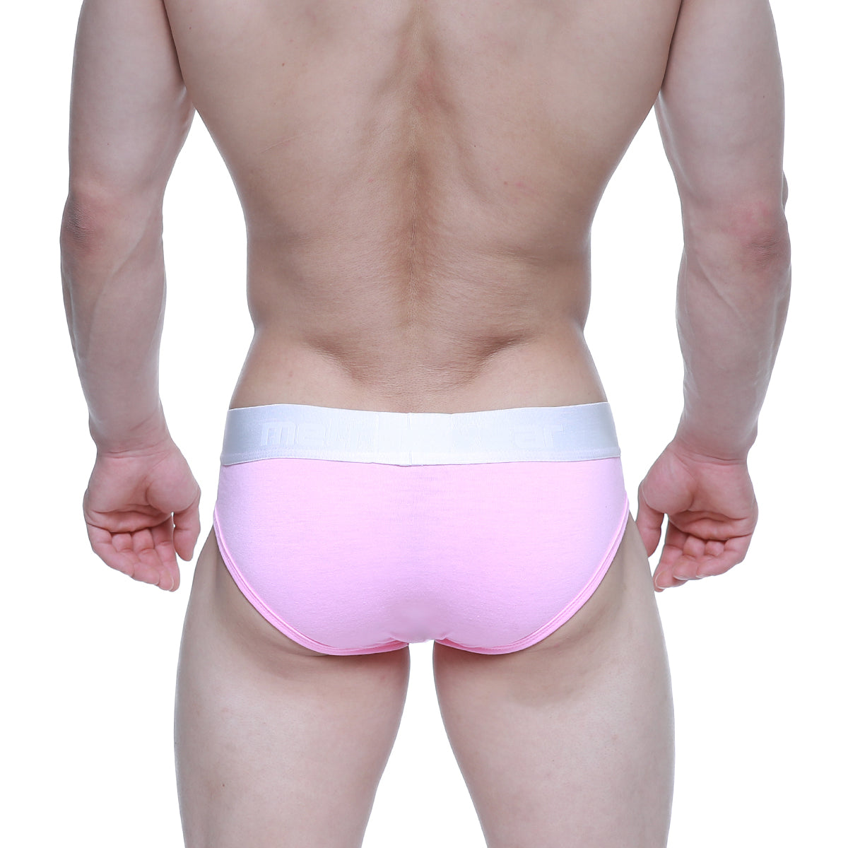 Pink briefs with white elastic waistband metro malewear candy coated pink hip brief 8003-02 in soft fabric