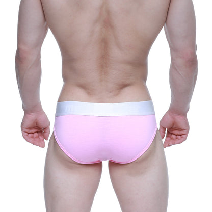 Pink briefs with white elastic waistband metro malewear candy coated pink hip brief 8003-02 in soft fabric