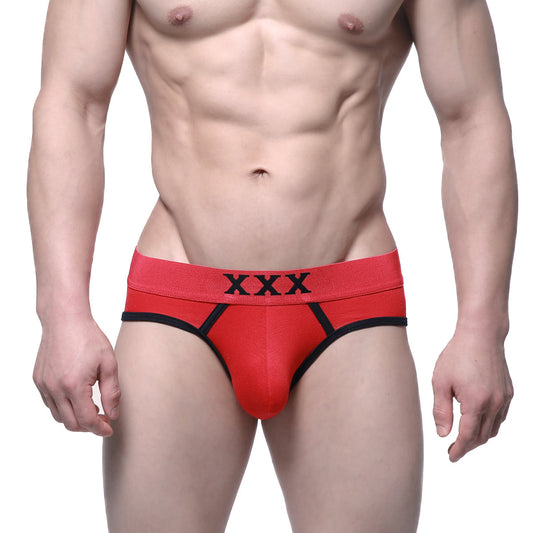 MetroMaleWear triple x hip brief 8003-12 in red and black with snug fit men’s stretchy underwear