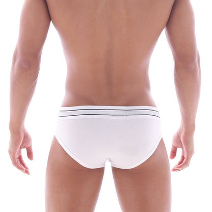 MetroMaleWear pure hip brief white with black striped waistband comfortable cotton men’s underwear
