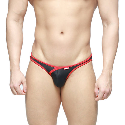 MetroMaleWear dangerous brief black 8004-20 sleek black and red thong with form-fitting design showing front view