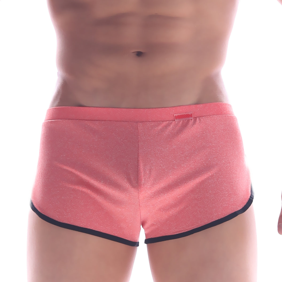 Metro malewear comfort boxer orange 8019-14 pink athletic shorts with black trim and subtle textured fabric
