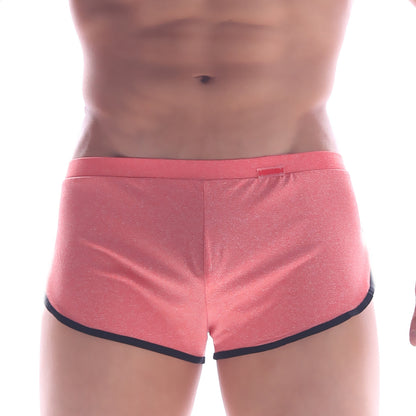 Metro malewear comfort boxer orange 8019-14 pink athletic shorts with black trim and subtle textured fabric