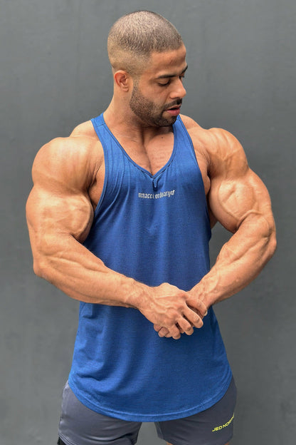 Jed North Men's Performance Max Bodybuilding Stringer - Denim Blue