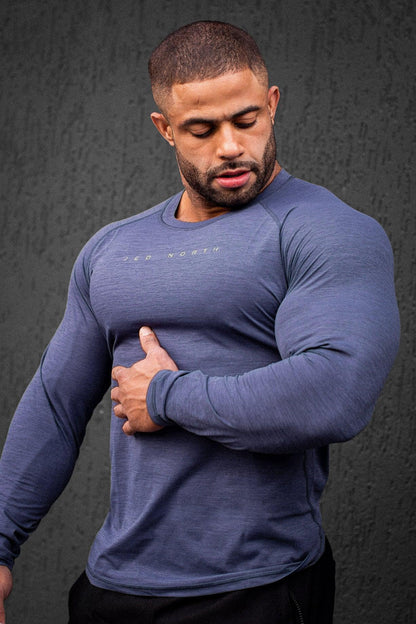 Jed North Men's Agile Long Sleeve Activewear Training Tee - Steel Blue