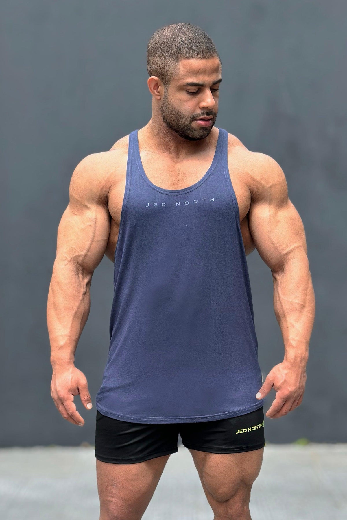 Jed North Men's Classic Bodybuilding Racerback Stringer - Navy