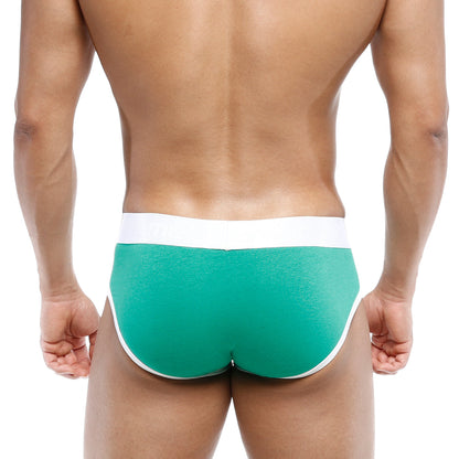 MetroMaleWear 365 hip brief snug fit athletic underwear in green and white ideal for active use