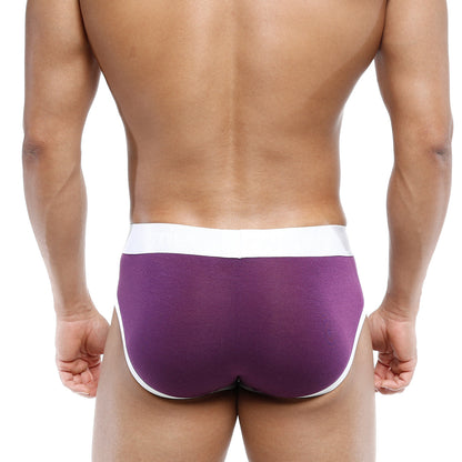 MetroMaleWear 365 hip brief bordeaux purple with white waistband and trim for comfortable everyday wear